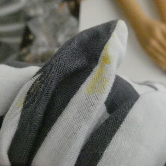 Soft Surroundings Striped Tie Sleeve Tunic Blouse Grey White Gray Medium - Picture 11 of 12